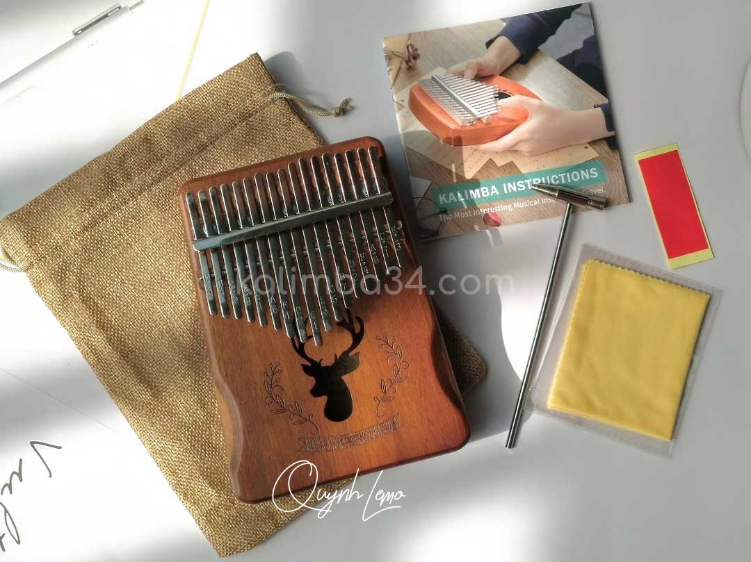 Đàn Kalimba 17 phím Cega Nai Nâu Nhạt gỗ manhogany cao cấp 02