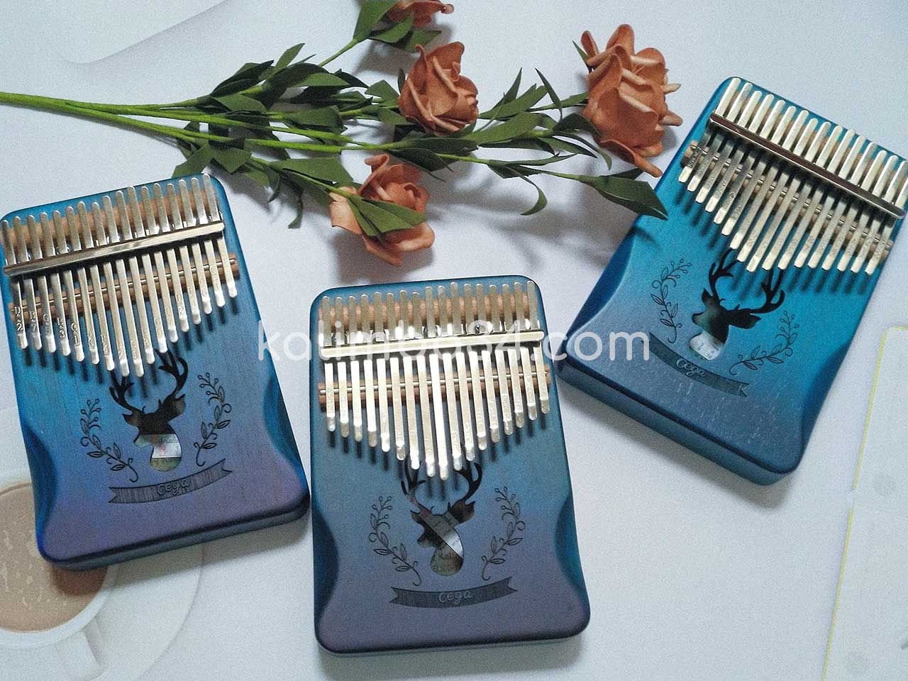 Đàn Kalimba 17 phím Cega Nai Xanh gỗ manhogany cao cấp 01