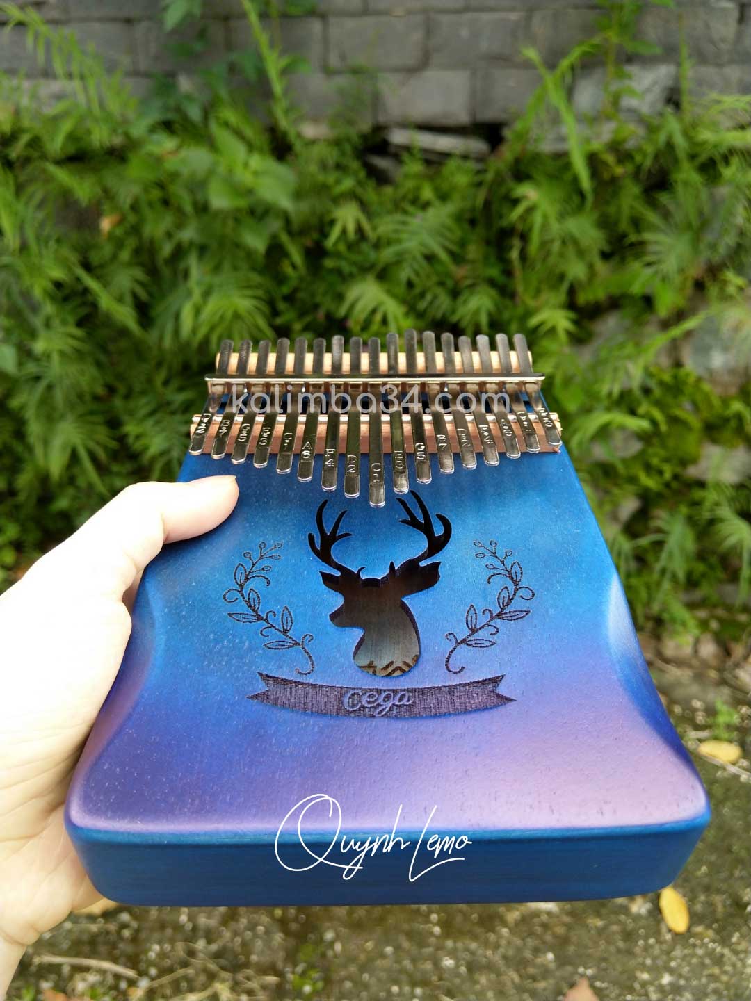 Đàn Kalimba 17 phím Cega Nai Xanh gỗ manhogany cao cấp 06