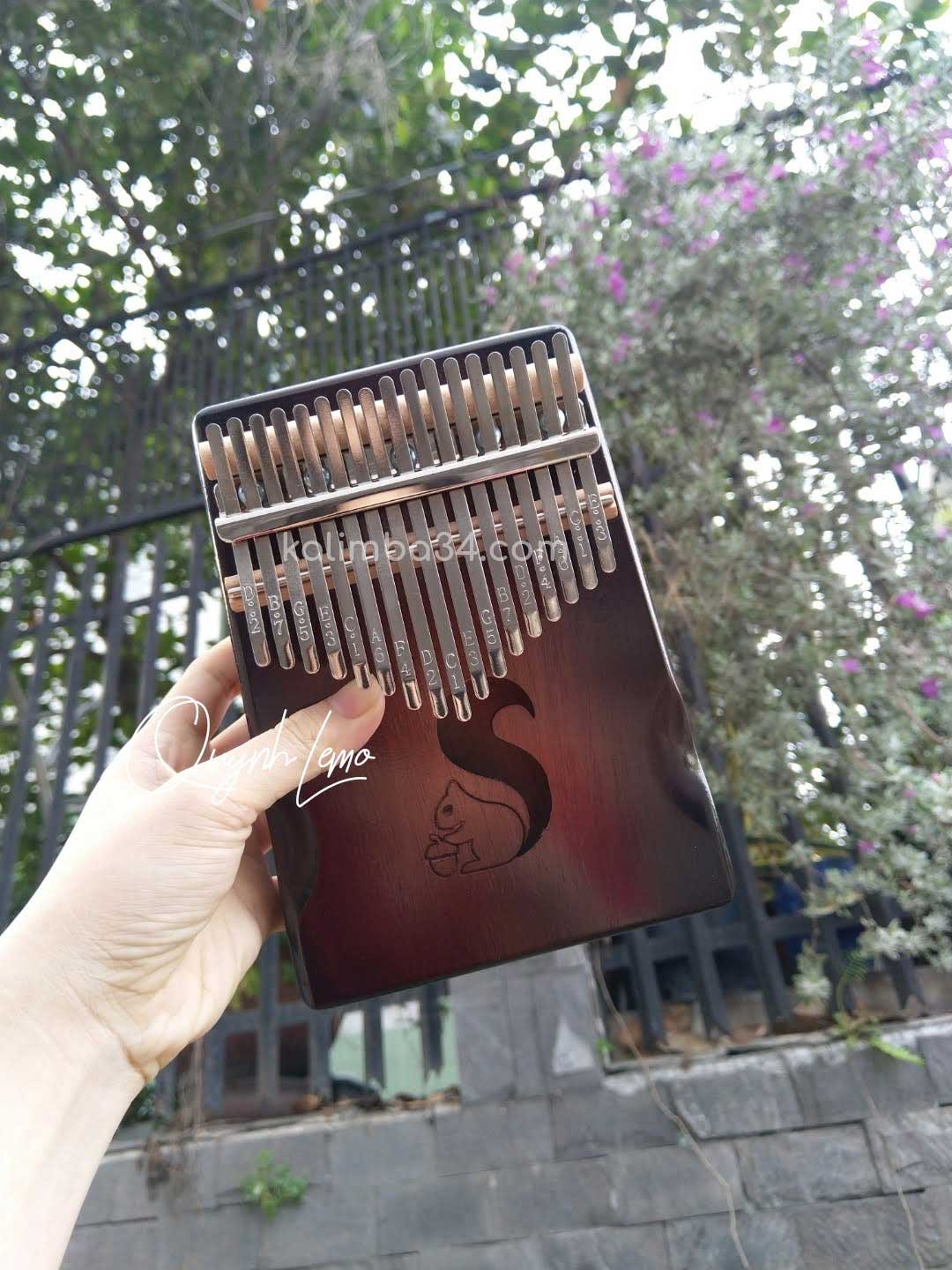 Đàn Kalimba 17 phím Hình Sóc gỗ manhogany cao cấp 02