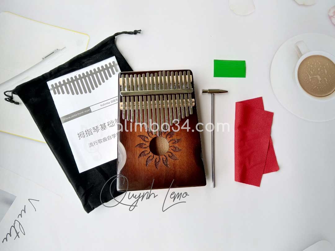 Đàn Kalimba 17 phím Hoa Mặt Trời Màu Nâu gỗ manhogany cao cấp 01