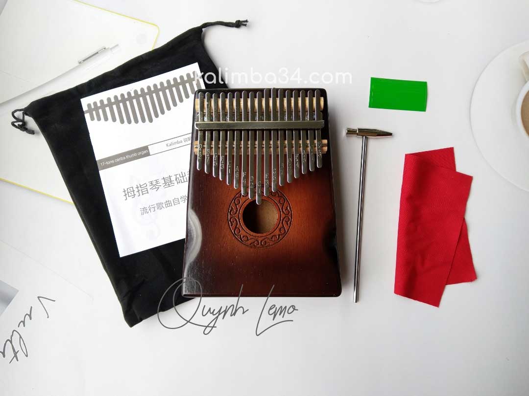 Đàn Kalimba 17 phím Hoa Văn Hình Tròn gỗ manhogany cao cấp 01