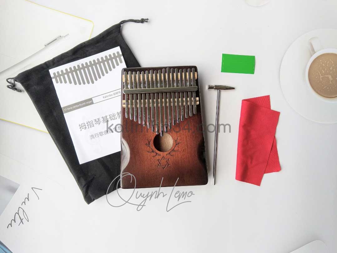 Đàn Kalimba 17 phím Hoa Văn Hình Ngôi Sao gỗ manhogany cao cấp 01