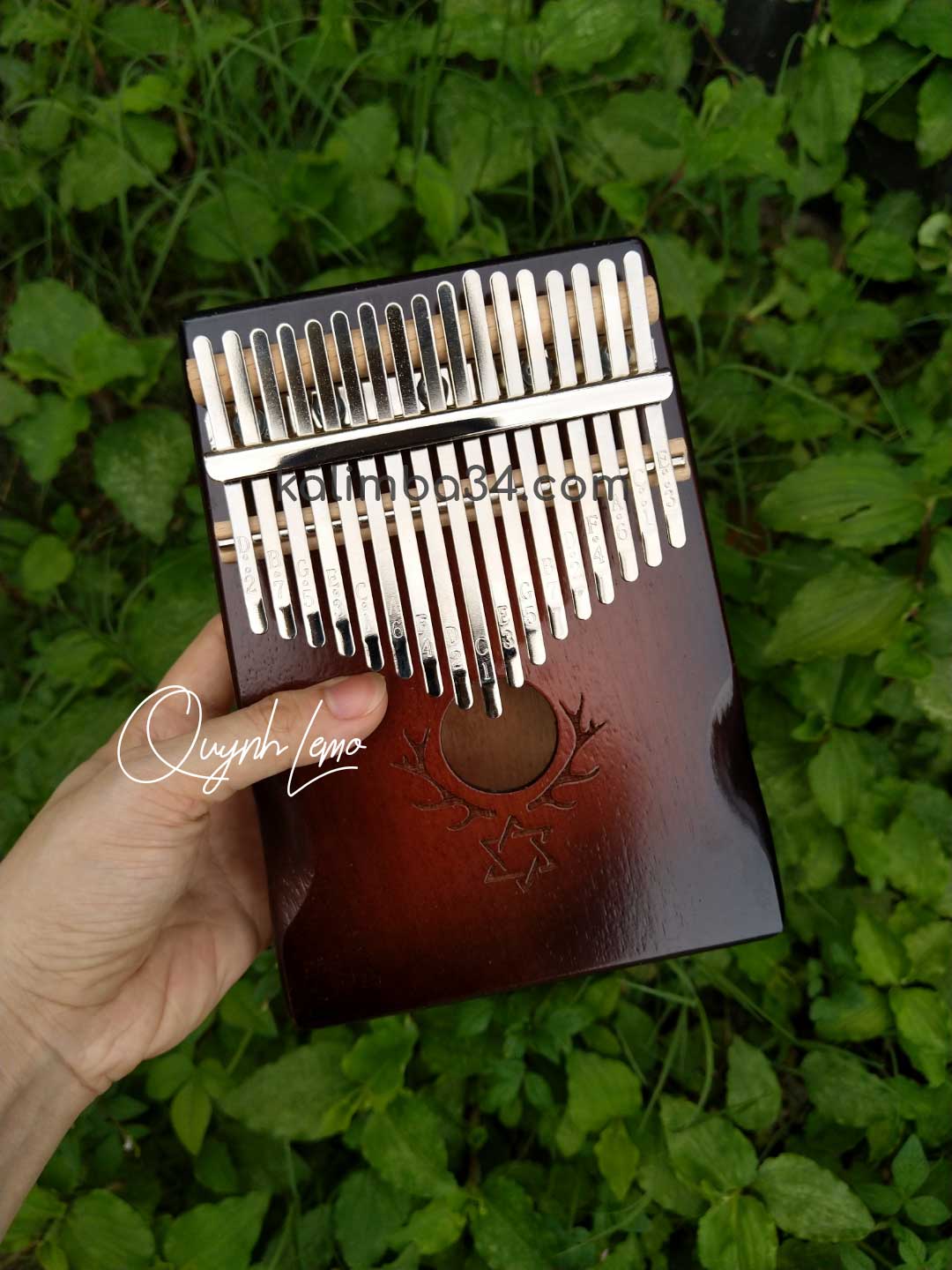 Đàn Kalimba 17 phím Hoa Văn Hình Ngôi Sao gỗ manhogany cao cấp 03