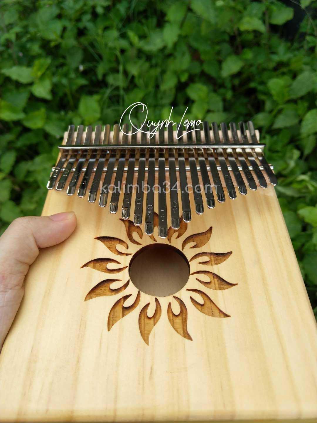 Đàn Kalimba 21 Phím - Hình Mặt Trời - Hộp Cộng Hưởng - Gỗ Gụ