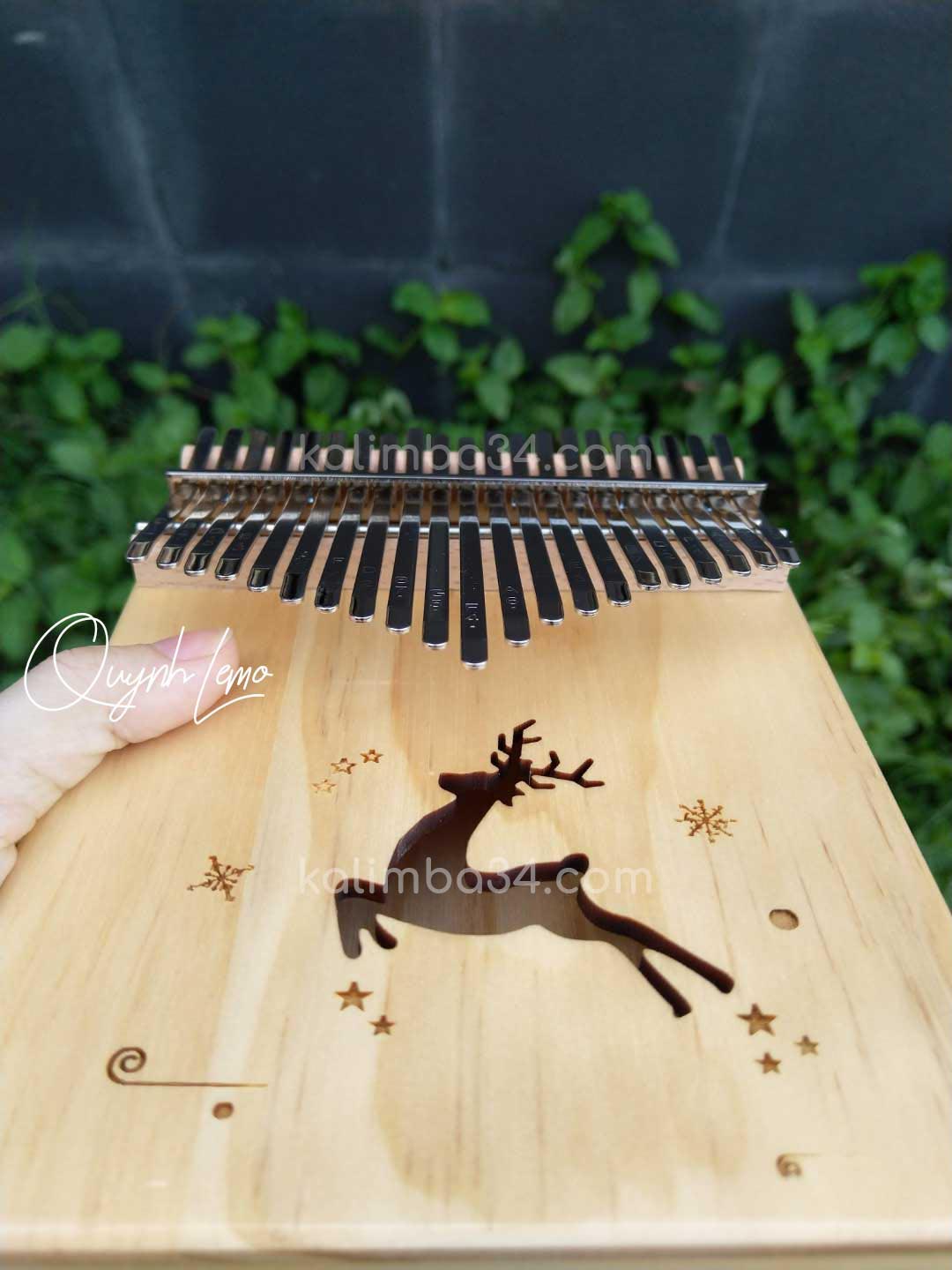 Đàn Kalimba 21 Phím - Hình Con Nai - Hộp Cộng Hưởng - Gỗ Gụ